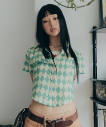 Bonjour Girl | 【minjiena】argyle crop shirt(シャツ/ブラウス)