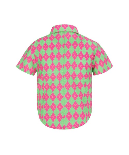 Bonjour Girl(ボンジュールガール)の「【minjiena/ミンジエナ】argyle crop shirt アーガイルクロップシャツ(シャツ/ブラウス・レディース・ピンク/ブルー/グリーン・FREE)」の16枚目の写真
