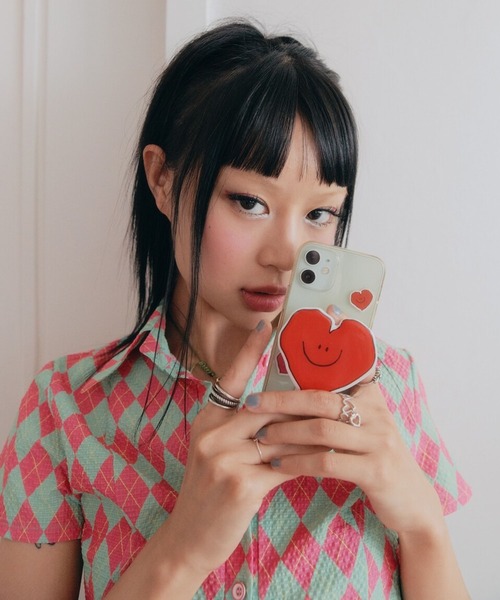 Bonjour Girl(ボンジュールガール)の「【minjiena/ミンジエナ】argyle crop shirt アーガイルクロップシャツ(シャツ/ブラウス・レディース・ピンク/ブルー/グリーン・FREE)」の18枚目の写真