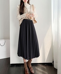 ウエストマーク ミモレ丈 プリーツスカート