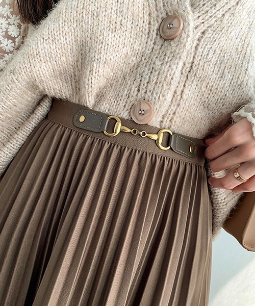 Primazel（プリマゼル）の「ウエストマーク ミモレ丈 プリーツスカート（スカート・レディース・ブラック/モカ・M）」の7枚目の写真