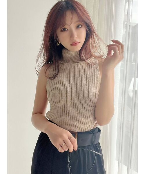 RESEXXY（リゼクシー）の「ハイネックアメスリニットトップス（ニット/セーター・レディース・ベージュ/ブラック/その他1・FREE）」の9枚目の写真