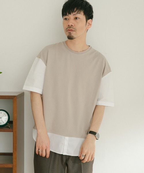 ITEMS URBANRESEARCH（アイテムズ アーバンリサーチ）の「布帛切り替えTシャツ（Tシャツ/カットソー・メンズ・チャコールグレー/ブラック/グレー/グリーン・MEDIUM/LARGE）」の15枚目の写真