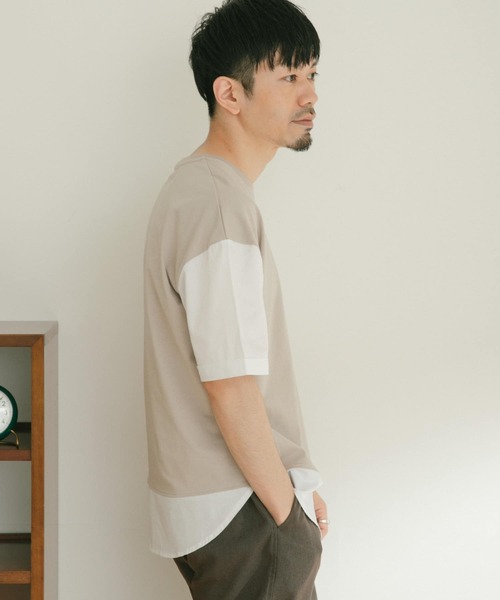 ITEMS URBANRESEARCH（アイテムズ アーバンリサーチ）の「布帛切り替えTシャツ（Tシャツ/カットソー・メンズ・チャコールグレー/ブラック/グレー/グリーン・MEDIUM/LARGE）」の11枚目の写真