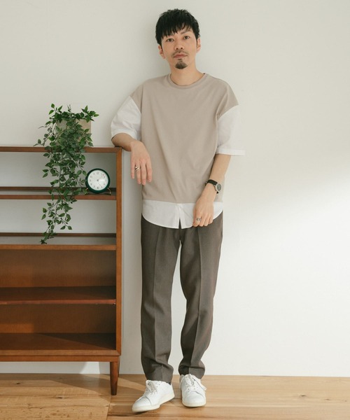 ITEMS URBANRESEARCH（アイテムズ アーバンリサーチ）の「布帛切り替えTシャツ（Tシャツ/カットソー・メンズ・チャコールグレー/ブラック/グレー/グリーン・MEDIUM/LARGE）」の6枚目の写真