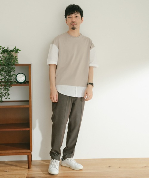 ITEMS URBANRESEARCH（アイテムズ アーバンリサーチ）の「布帛切り替えTシャツ（Tシャツ/カットソー・メンズ・チャコールグレー/ブラック/グレー/グリーン・MEDIUM/LARGE）」の9枚目の写真