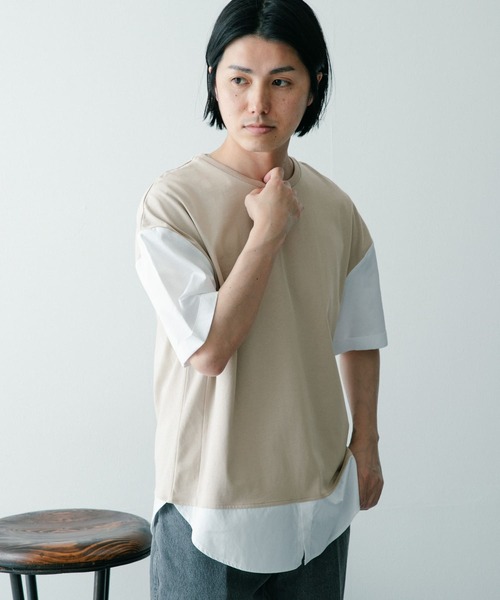 ITEMS URBANRESEARCH（アイテムズ アーバンリサーチ）の「布帛切り替えTシャツ（Tシャツ/カットソー・メンズ・チャコールグレー/ブラック/グレー/グリーン・MEDIUM/LARGE）」の20枚目の写真