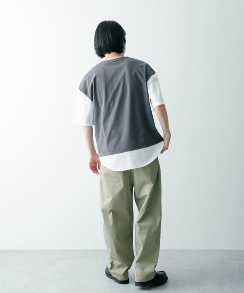 ITEMS URBANRESEARCH（アイテムズ アーバンリサーチ）の「布帛切り替えTシャツ（Tシャツ/カットソー・メンズ・チャコールグレー/ブラック/グレー/グリーン・MEDIUM/LARGE）」の5枚目の写真