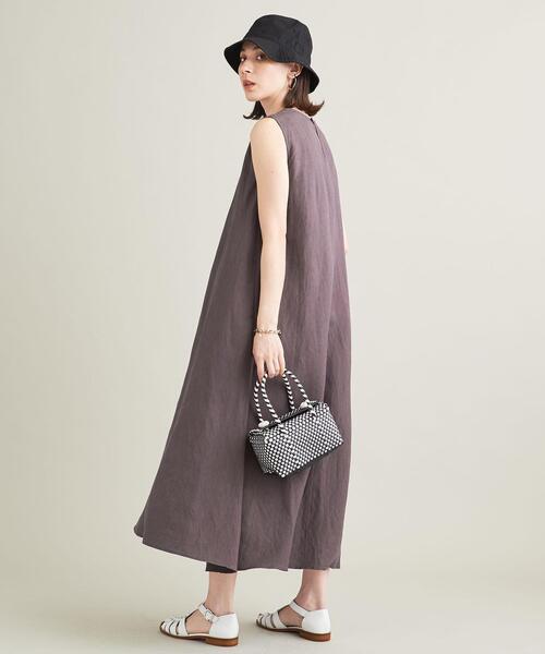 【WEB限定】byリネンレーヨンノースリーブロングワンピース-ウォッシャブル-