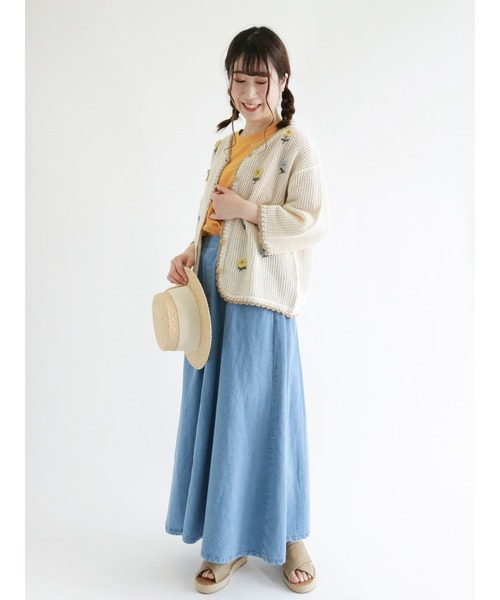 Samansa Mos2(サマンサ モスモス)の「かぎ針花刺繍カーディガン(カーディガン/ボレロ・レディース・ブラック/ベージュ/キナリ・フリ-)」の7枚目の写真