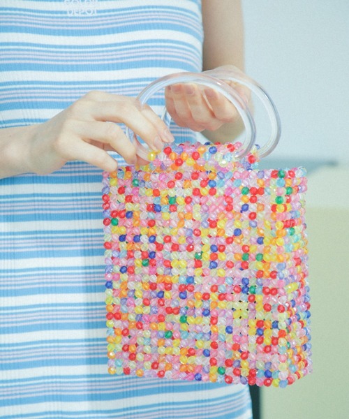 DREAM COLOR DEPOT(ドリームカラーデポ)の「(DREAM COLOR DEPOT×Casselini)<雑誌掲載>パターンビーズバッグ(トートバッグ)」|ピンク