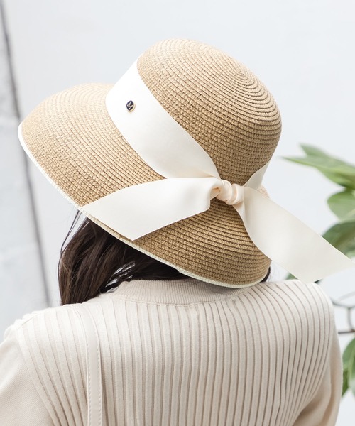 Julia Boutique（ジュリアブティック）の「リボン付きパイピングクロシェハット/22132（ハット・レディース・ブラック/ホワイト/ベージュ・ONE）」の3枚目の写真