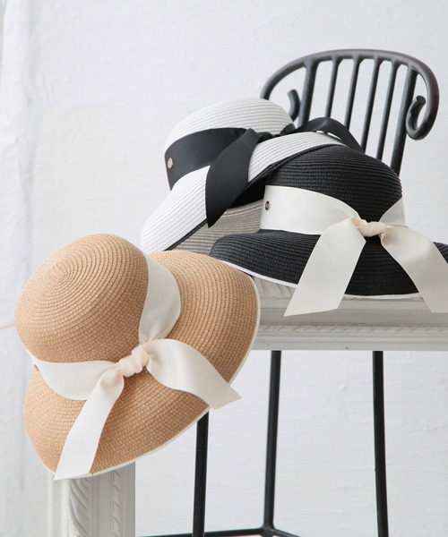 Julia Boutique（ジュリアブティック）の「リボン付きパイピングクロシェハット/22132（ハット・レディース・ブラック/ホワイト/ベージュ・ONE）」の10枚目の写真