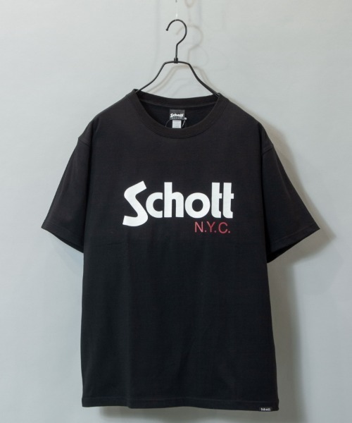 Schott(ショット)の「SCHOTT-BASIC LOGO TEE(Tシャツ/カットソー・メンズ・ホワイト/ブラック・XL/L)」の2枚目の写真