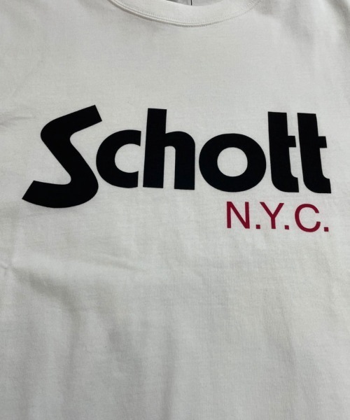 Schott(ショット)の「SCHOTT-BASIC LOGO TEE(Tシャツ/カットソー・メンズ・ホワイト/ブラック・XL/L)」の5枚目の写真