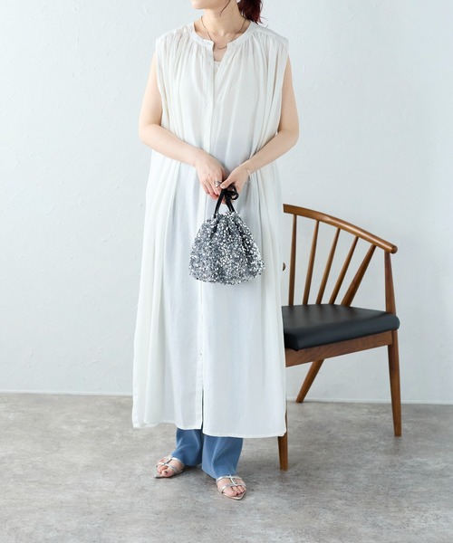 FUNKY FRUIT - 変形切替ハトメシャツワンピース White 配色シャツワンピース | PROPORTION BODY DRESSING