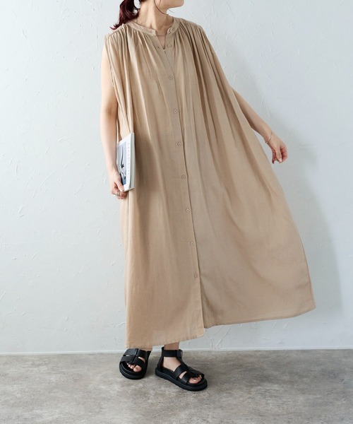 セザンヌ シャツカラー フラワープリント 綿麻混紡 ワンピース 0400015731461cl_04?$VS_1500$