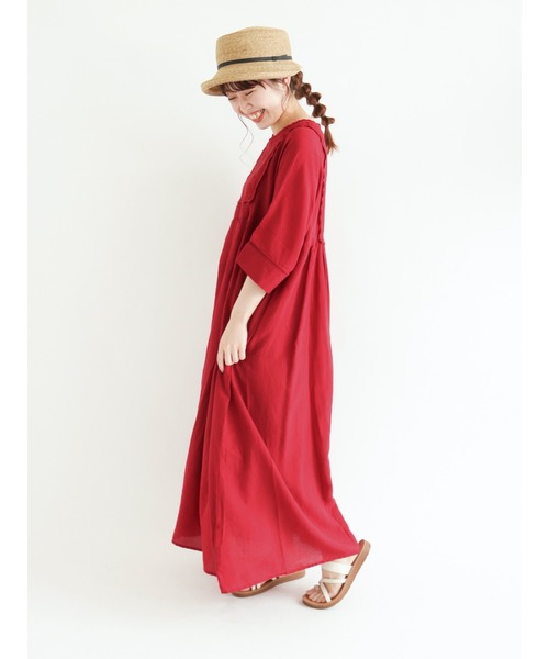 Samansa Mos2(サマンサ モスモス)の「【FROM INDIA】カットワーク刺繍ワンピース(ワンピース・レディース・レッド/オフホワイト/キャメル/チャコール・フリ-)」の8枚目の写真