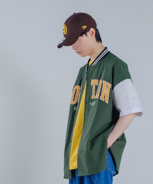 improves(インプローブス)の「カレッジロゴ アップリケ 半袖 スタジアムシャツ(シャツ/ブラウス・メンズ・ネイビー/ホワイト/グリーン・LARGE/MEDIUM)」の9枚目の写真