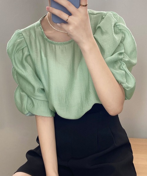 GRANCY シャーリングデザイン ノースリーブT Mサイズ GRANCY】Shirring