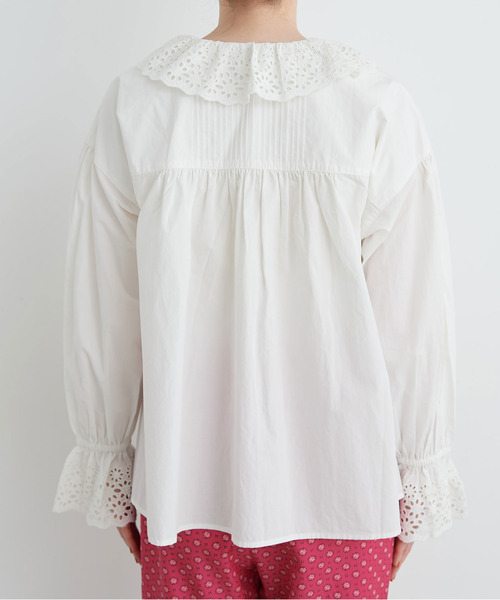 Dot＆Stripes CHILD WOMAN（ドットアンドストライプス　チャイルドウーマン）の「高密度ブロード×綿レース フリル衿ブラウス（シャツ/ブラウス・レディース・ホワイト・FREE）」の17枚目の写真