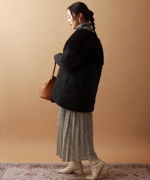 libelle more（リベル モア）の「ボアキルトミドル丈ノーカラーブルゾン（ブルゾン・レディース・ブラック/カーキ/モカ/キャメル/グレイッシュベージュ・M/L）」の7枚目の写真