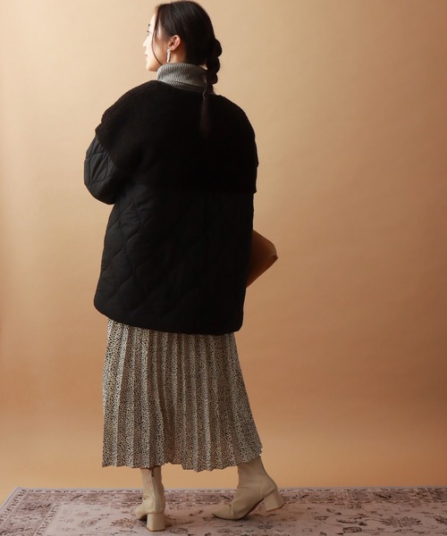 libelle more（リベル モア）の「ボアキルトミドル丈ノーカラーブルゾン（ブルゾン・レディース・ブラック/カーキ/モカ/キャメル/グレイッシュベージュ・M/L）」の8枚目の写真