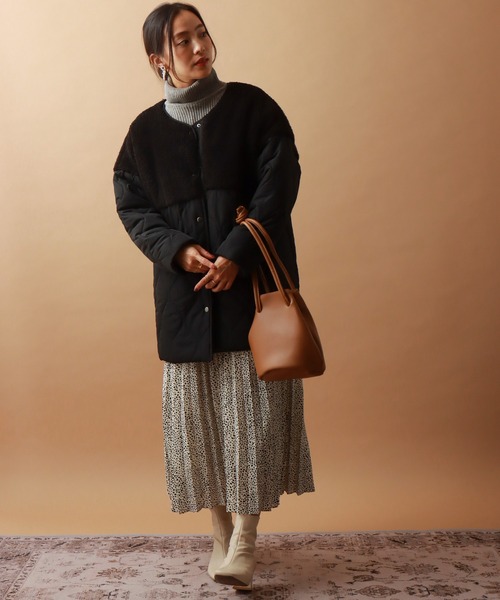 libelle more（リベル モア）の「ボアキルトミドル丈ノーカラーブルゾン（ブルゾン・レディース・ブラック/カーキ/モカ/キャメル/グレイッシュベージュ・M/L）」の10枚目の写真