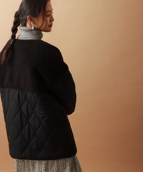 libelle more（リベル モア）の「ボアキルトミドル丈ノーカラーブルゾン（ブルゾン・レディース・ブラック/カーキ/モカ/キャメル/グレイッシュベージュ・M/L）」の13枚目の写真