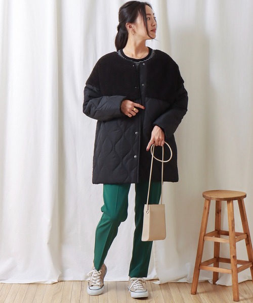 libelle more（リベル モア）の「ボアキルトミドル丈ノーカラーブルゾン（ブルゾン・レディース・ブラック/カーキ/モカ/キャメル/グレイッシュベージュ・M/L）」の15枚目の写真