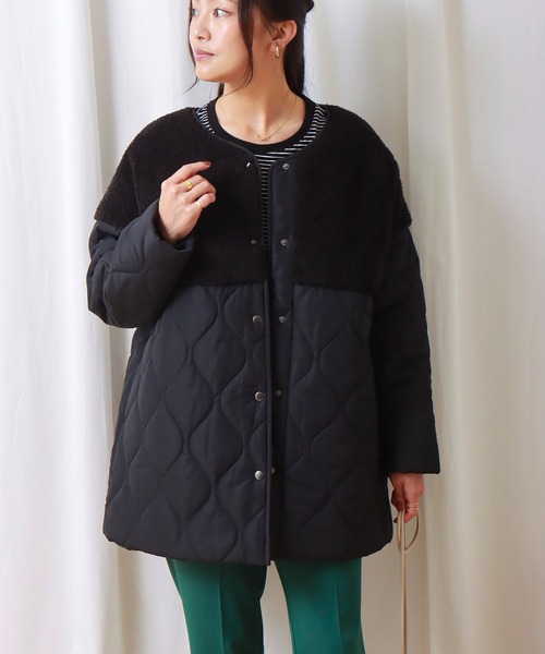 libelle more（リベル モア）の「ボアキルトミドル丈ノーカラーブルゾン（ブルゾン・レディース・ブラック/カーキ/モカ/キャメル/グレイッシュベージュ・M/L）」の17枚目の写真