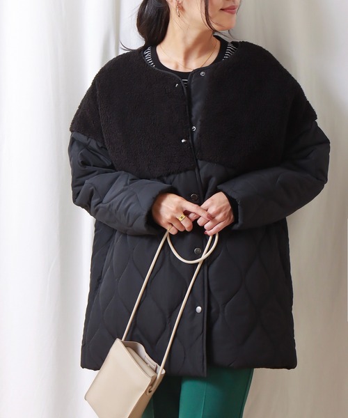 libelle more（リベル モア）の「ボアキルトミドル丈ノーカラーブルゾン（ブルゾン・レディース・ブラック/カーキ/モカ/キャメル/グレイッシュベージュ・M/L）」の18枚目の写真