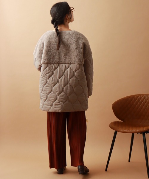 libelle more（リベル モア）の「ボアキルトミドル丈ノーカラーブルゾン（ブルゾン・レディース・ブラック/カーキ/モカ/キャメル/グレイッシュベージュ・M/L）」の21枚目の写真