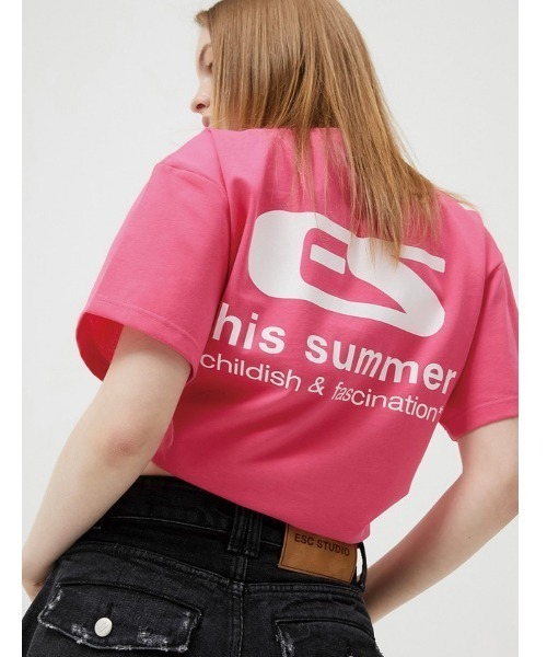 ESC STUDIO(イーエスシースタジオ)の「【ESC STUDIO/イーエスシースタジオ】childish fascination t-shirt/ワンポイントロゴ バックプリント プリントロゴ Tシャツ 半袖 ポケットTシャツ(Tシャツ/カットソー・メンズ・ブラック/ピンク/グリーン/杢グレー・ONE SIZE)」の4枚目の写真