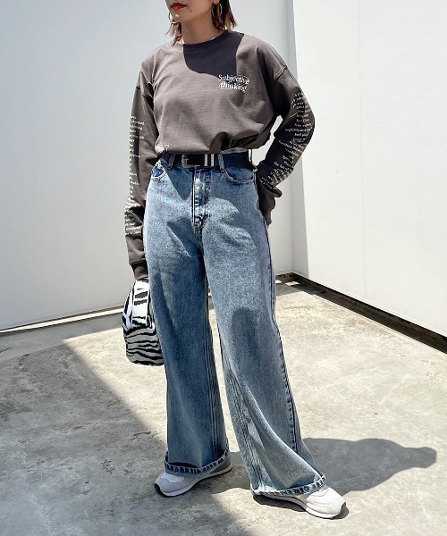 PAGEBOY(ページボーイ)の「モノトーンロゴロンT(Tシャツ/カットソー・レディース・チャコールグレー/オフホワイト/モカ・FREE)」の8枚目の写真