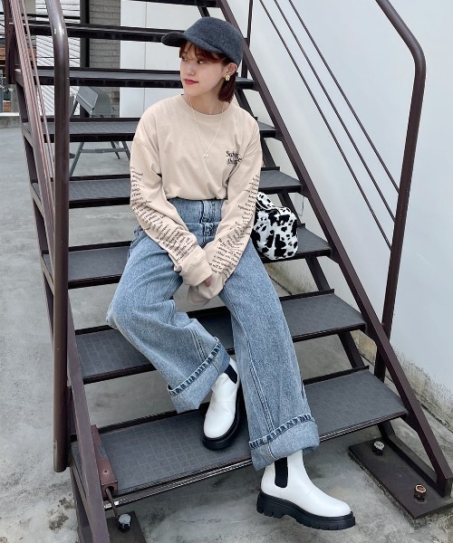 PAGEBOY(ページボーイ)の「モノトーンロゴロンT(Tシャツ/カットソー・レディース・チャコールグレー/オフホワイト/モカ・FREE)」の11枚目の写真