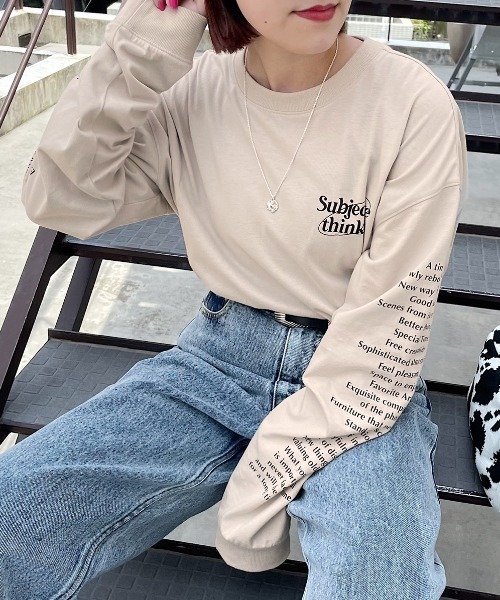 PAGEBOY(ページボーイ)の「モノトーンロゴロンT(Tシャツ/カットソー・レディース・チャコールグレー/オフホワイト/モカ・FREE)」の10枚目の写真