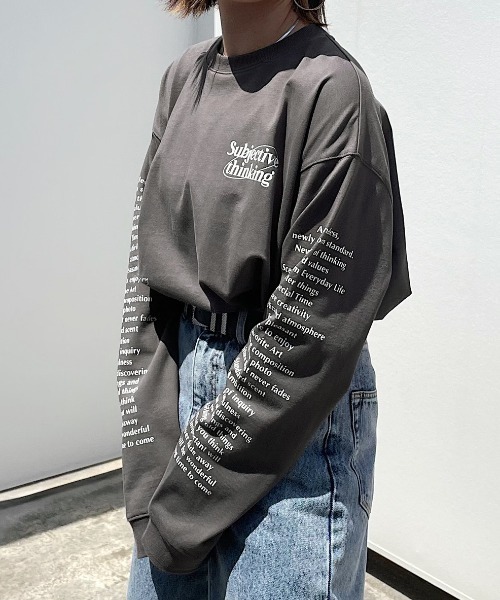 PAGEBOY(ページボーイ)の「モノトーンロゴロンT(Tシャツ/カットソー・レディース・チャコールグレー/オフホワイト/モカ・FREE)」の5枚目の写真