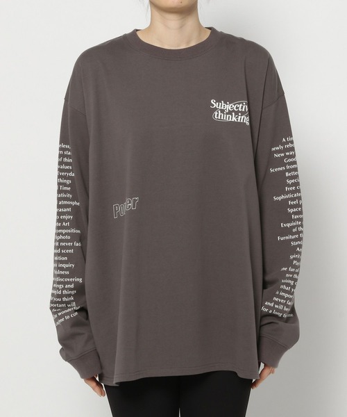 PAGEBOY(ページボーイ)の「モノトーンロゴロンT(Tシャツ/カットソー・レディース・チャコールグレー/オフホワイト/モカ・FREE)」の12枚目の写真