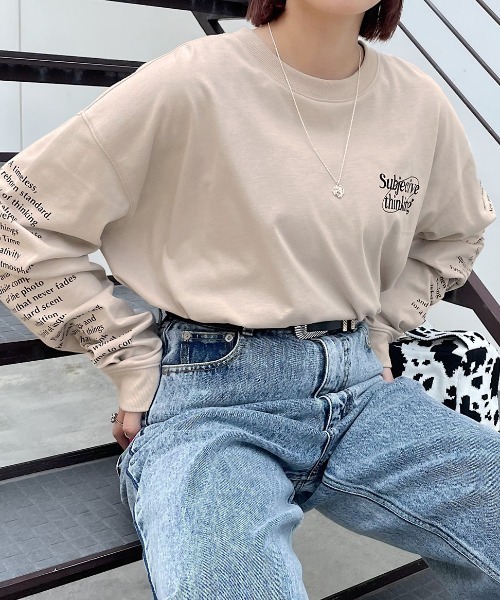 PAGEBOY(ページボーイ)の「モノトーンロゴロンT(Tシャツ/カットソー・レディース・チャコールグレー/オフホワイト/モカ・FREE)」の9枚目の写真