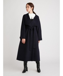 美品】SNIDEL シャルム ロングコート Aライン 女優襟 ネイビー S 美品