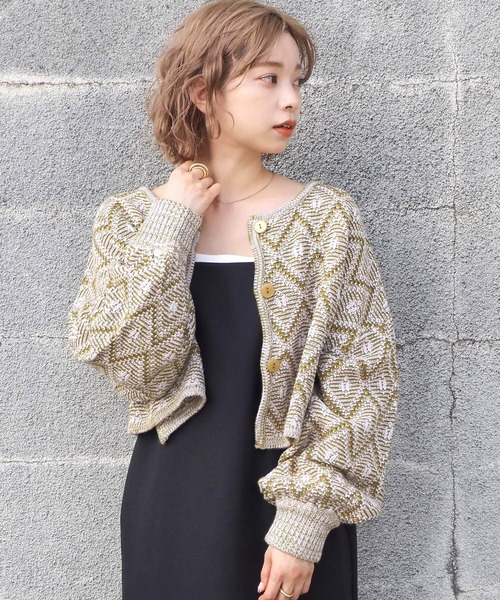 tiptop(ティップトップ)の「ラーベン編み前後2wayカーディガン(カーディガン/ボレロ・レディース・ブラック/ブラウン/グリーン・FREE)」の7枚目の写真