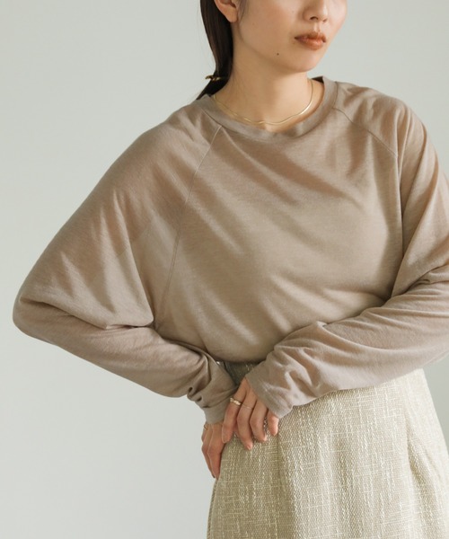 select MOCA(セレクトモカ)の「シアールーズビッグトップス(Tシャツ/カットソー・レディース・ブラック/ベージュ/ピンク/アイボリー・FREE)」の1枚目の写真