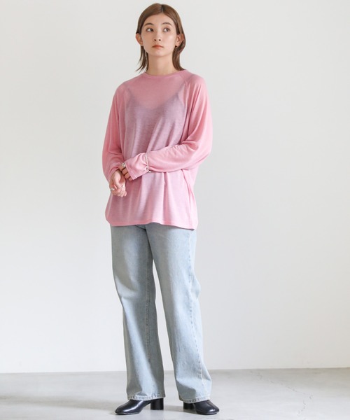 select MOCA(セレクトモカ)の「シアールーズビッグトップス(Tシャツ/カットソー・レディース・ブラック/ベージュ/ピンク/アイボリー・FREE)」の7枚目の写真