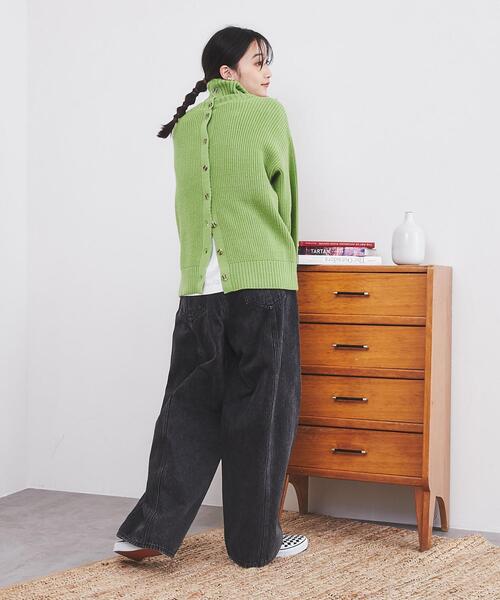 coen（コーエン）の「［洗える］もちふわ2WAYオフタートルニット（ニット/セーター・レディース・ライトブルー/ライム/ナチュラル/レンガ・M/L）」の11枚目の写真