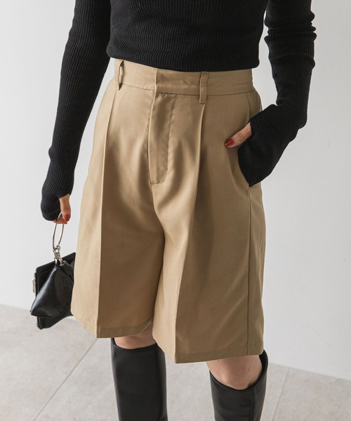 rectangle（レクタングル）の「ツイルタックハーフパンツ（その他パンツ・レディース・ブラック/ベージュ/アイボリー・FREE）」の14枚目の写真