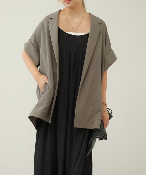 OUVRAGE CLASSE（ウヴラージュクラス）の「半袖テーラージャケット（その他アウター・レディース・ブラック/カーキ・FREE）」の7枚目の写真