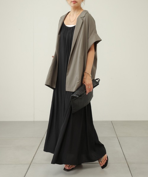 OUVRAGE CLASSE（ウヴラージュクラス）の「半袖テーラージャケット（その他アウター・レディース・ブラック/カーキ・FREE）」の6枚目の写真