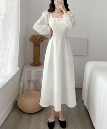 LOPASS（ロパス）の「スクエアネック　パワショルダー　ロングワンピース（ワンピース）」