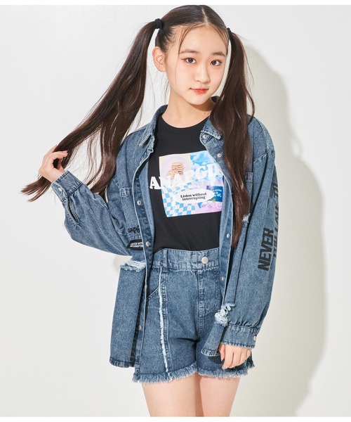 ANAP GiRL(アナップガール)の「クラッシュデニムシャツ(シャツ/ブラウス・キッズ・ライトブルー・S/M/XS)」の8枚目の写真